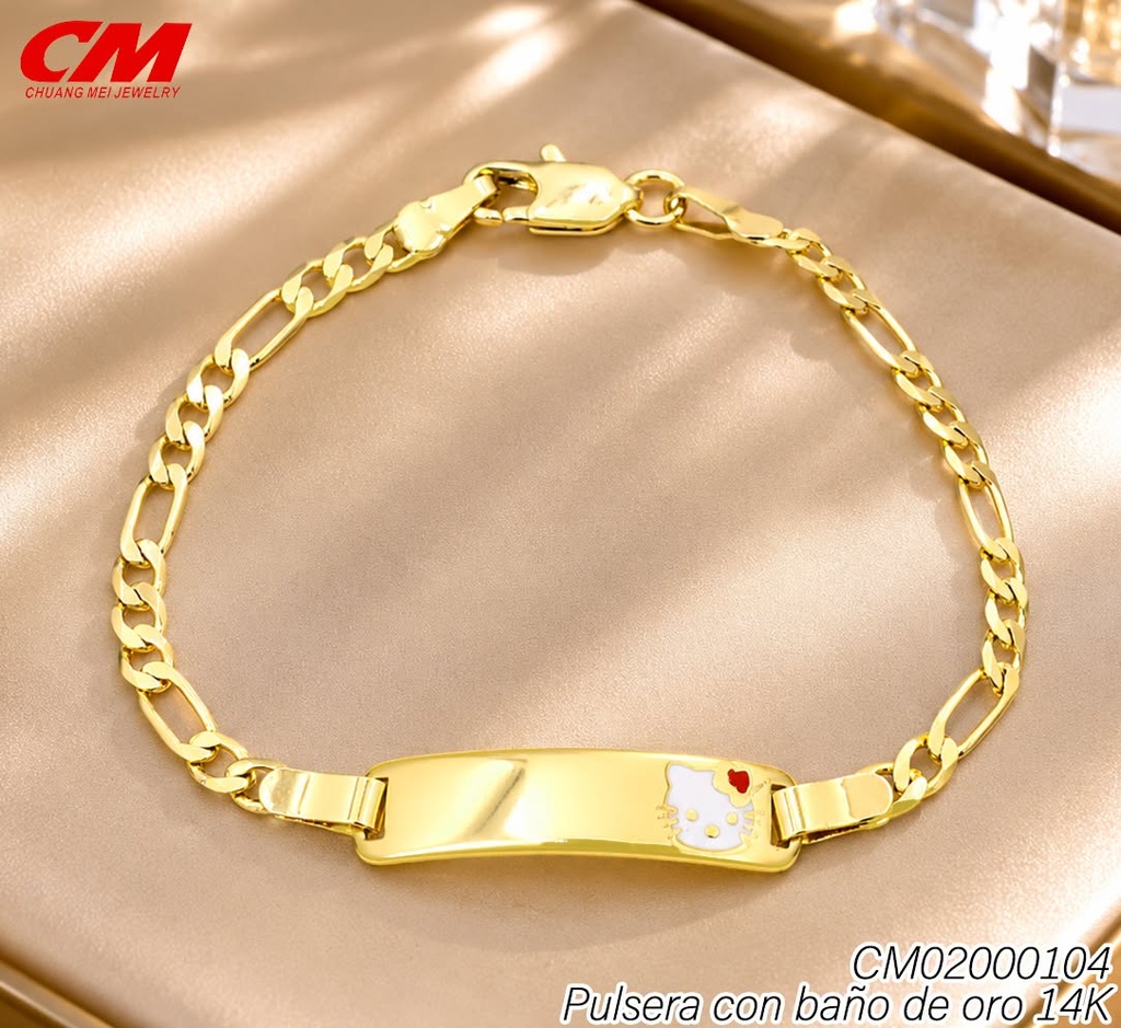 PULSERA BAÑO DE ORO 14K.ESCLAVA INFANTIL PS-01530001 (27A)