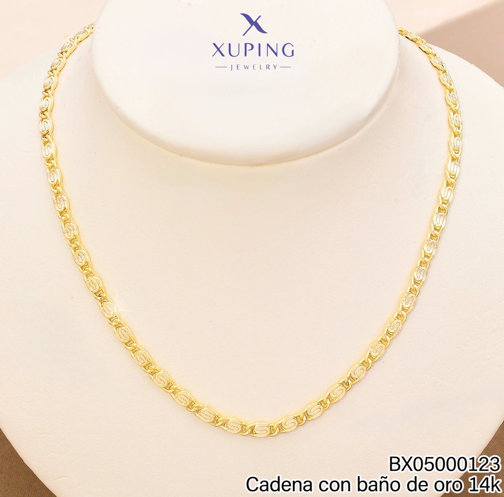 CADENA BAÑO DE ORO 14K.XUPING ESLABONES ESPIRAL GRAB. 54.5CM X000951597 (XP)