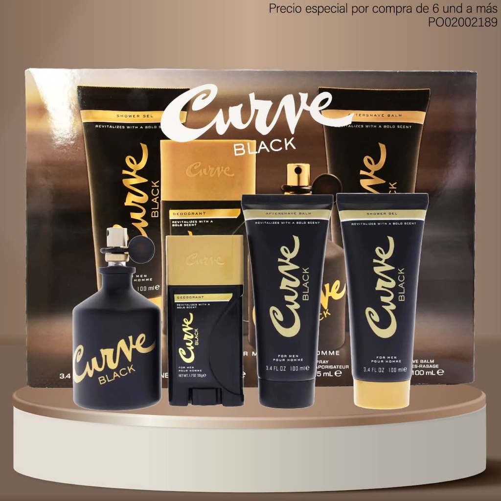 ESTUCHE CURVE BLACK POUR HOMME 4PCS 125ML/100/100/50G