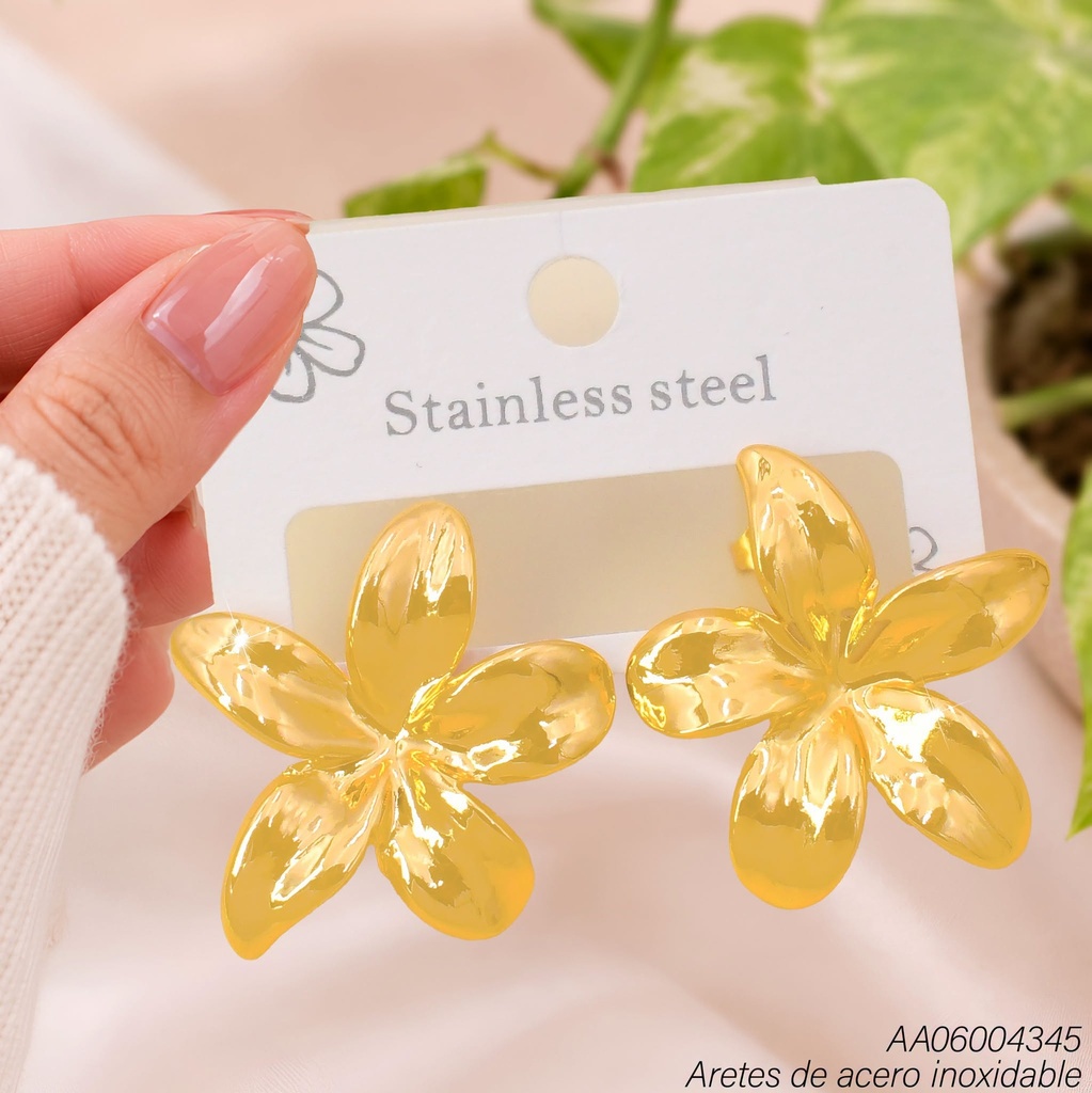 ARETES FLOR 5 PETALOS LISOS KE134234 (KS26)(LS.)