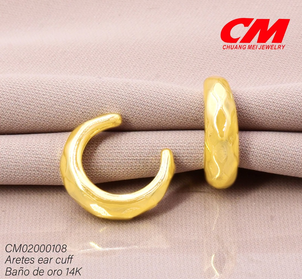 EAR CUFF BAÑO DE ORO 14K. GRAB. ROMBOS RJ-03990001 (27A)