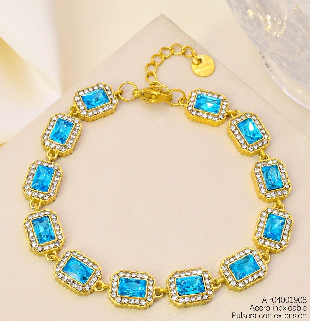 PULSERA RECT. ZIRC CELESTE KB216309 (KS26)