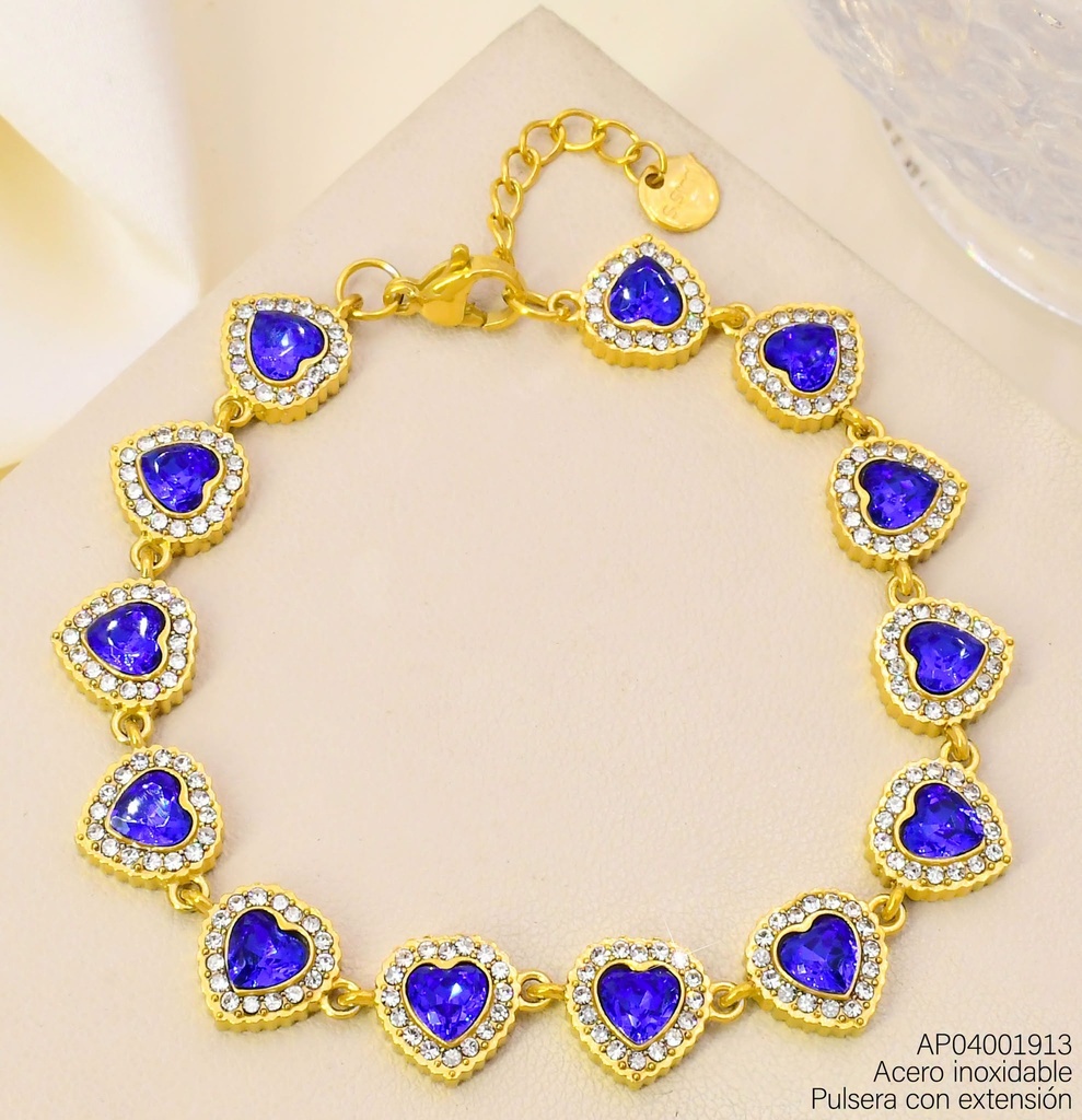 PULSERA CORAZONES ZIRC AZUL KB216322 (KS26)