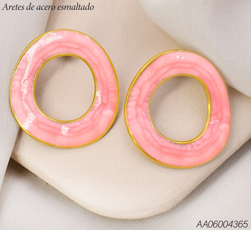 ARETES CIRC. IRREGULAR ESMALTADO ROSADO WH260623