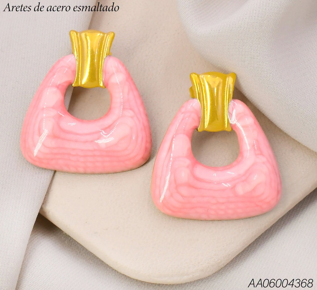 ARETES RECT/ TRIANGULO ESMALTADO ROSADO WH260641