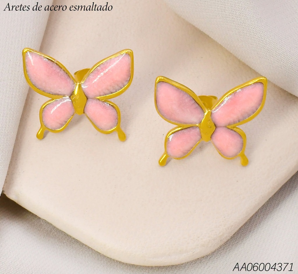 ARETES MARIPOSA ESMALTADA ROSADA WH260617