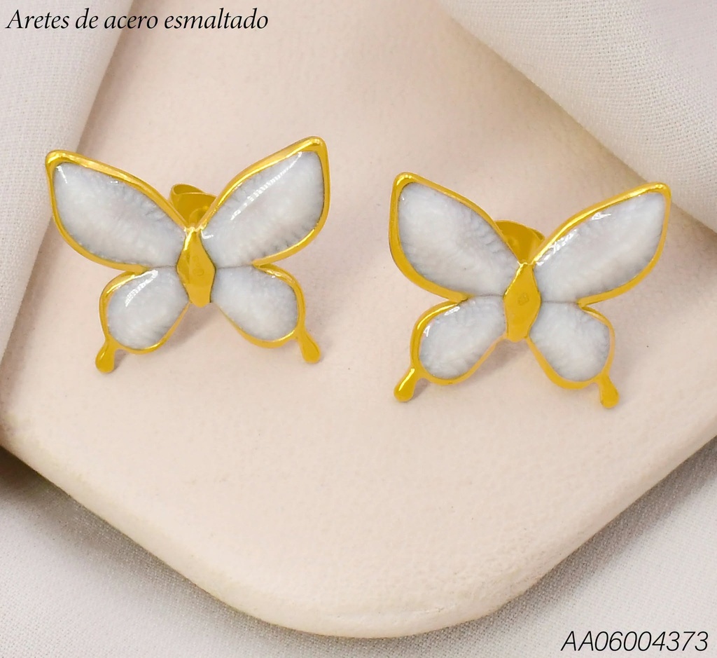 ARETES MARIPOSA ESMALTADA BLANCA WH260619