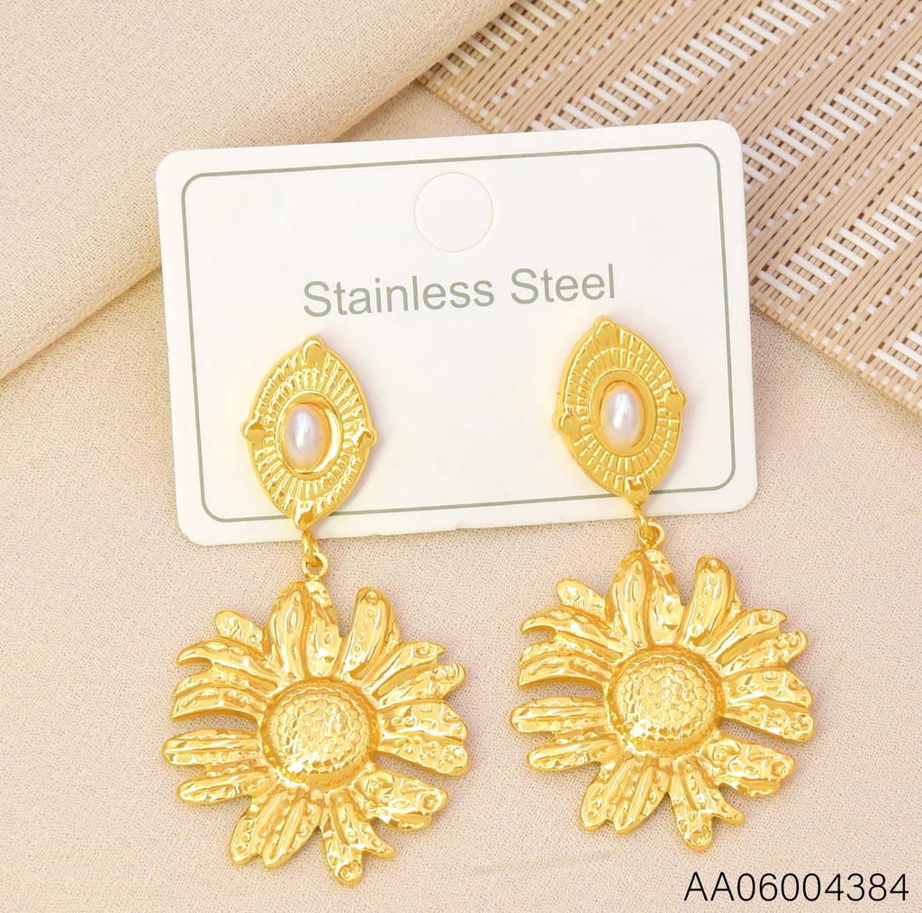 ARETES OV/PERLA/FLOR PUNTEADA KE124002 (KS26)
