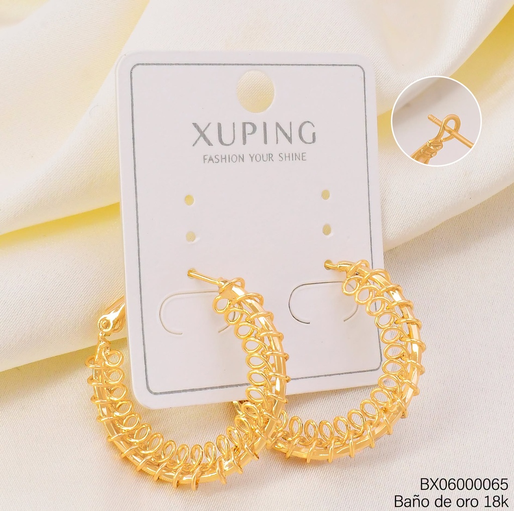 ARGOLLA BAÑO DE ORO 18K.ESPIRAL ESTILO RESORTE 28MM X000760342