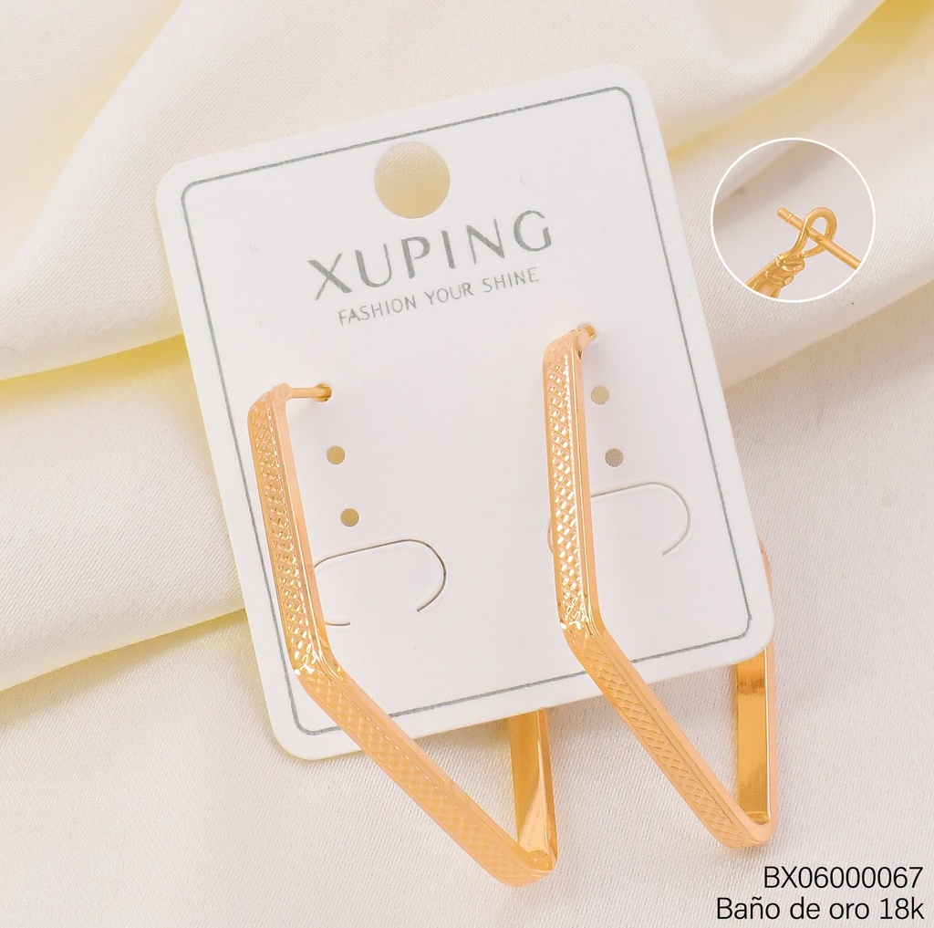 ARGOLLA BAÑO DE ORO 18K.CROQUI ROMBOC/TEXTURA 30MM X000956871