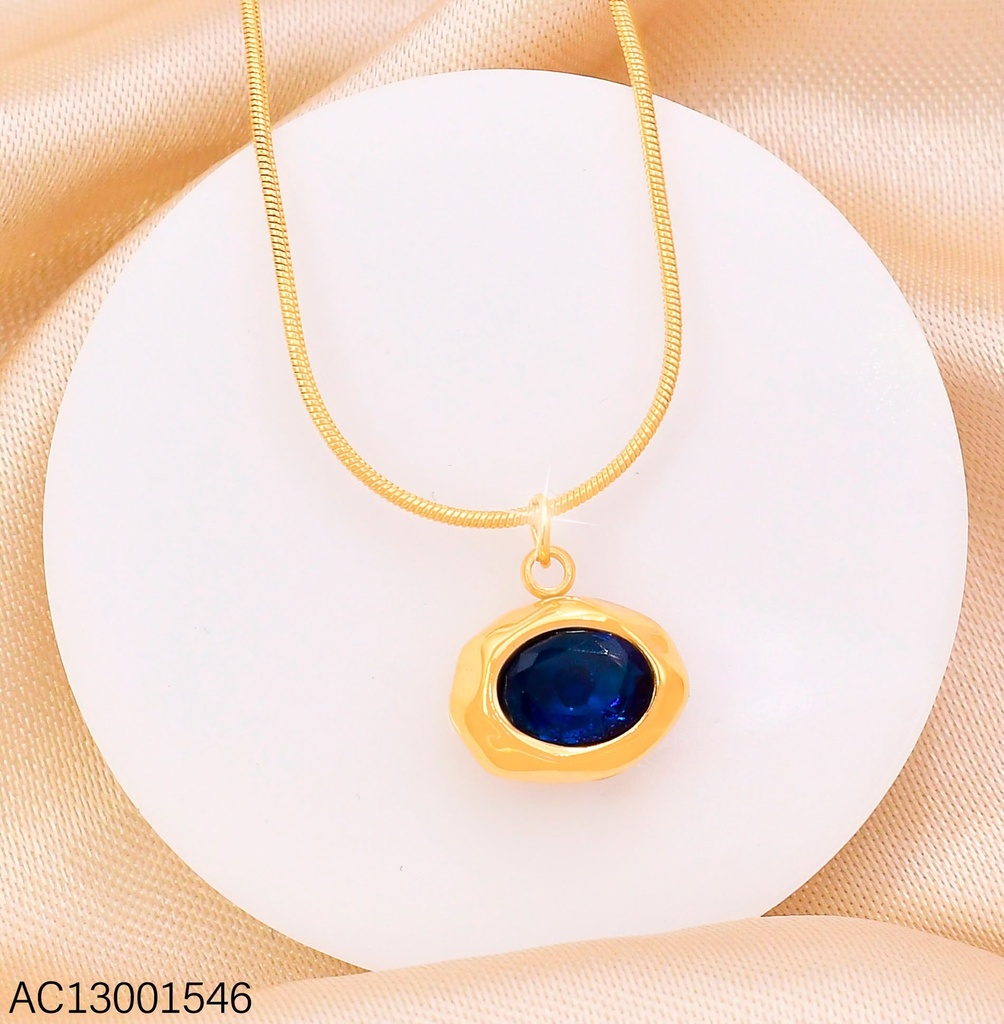 CADENA FINA DIJE ZIRC.OVALADA AZUL KN303294-HR (KS26)