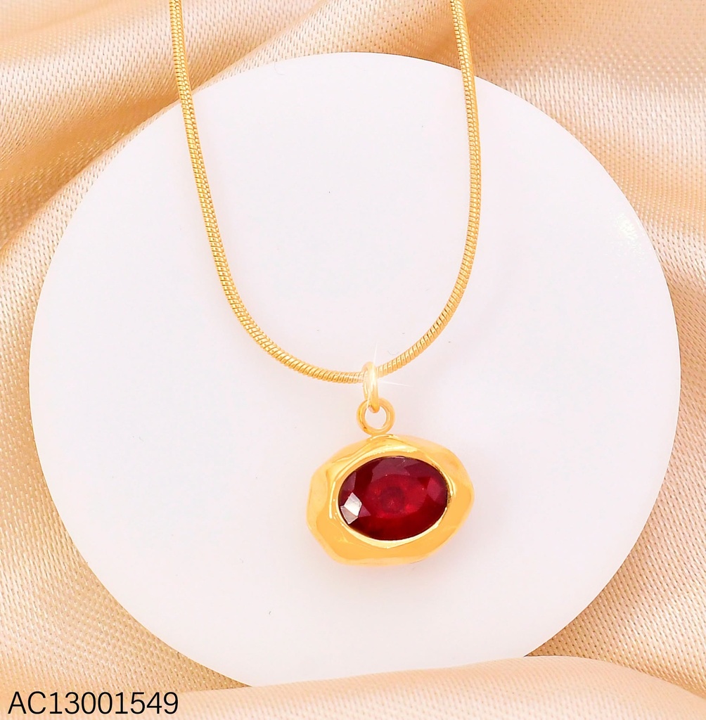 CADENA FINA DIJE ZIRC.OVALADA ROJA KN303295-HR (KS26)