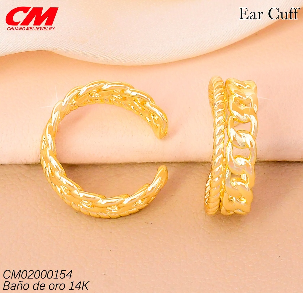 EAR CUFF BAÑO DE ORO 14K. TORNEADO/CAD.  RJ-01960006 (27A)