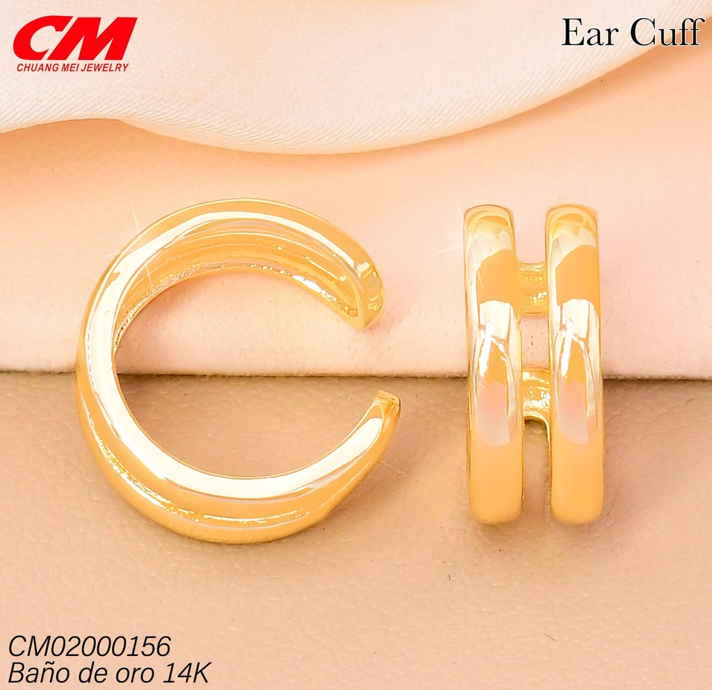 EAR CUFF BAÑO DE ORO 14K. 2 LINEAS LISAS RJ-02800001 (27A)