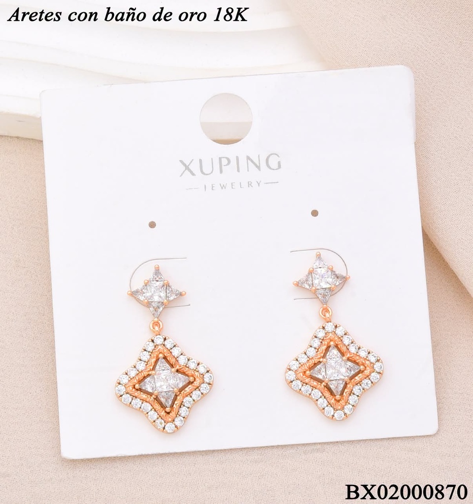 ARETES BAÑO DE ORO 18K. XUPING ESTRELLA DE COLGAR ZIRCON. CRISTAL (XAG)