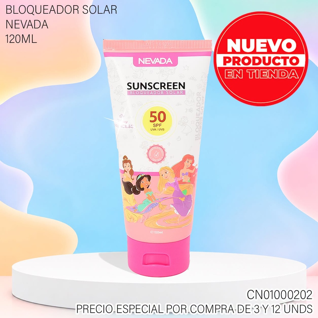 BLOQUEADOR SOLAR DISNEY 120ML PRINCESA 50SPF DS92507