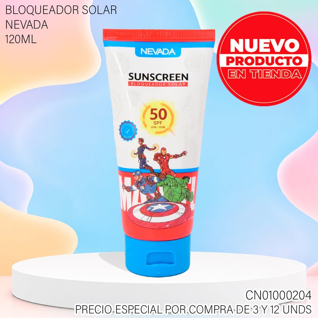 BLOQUEADOR SOLAR DISNEY 120ML MARVEL 50SPF DS92508