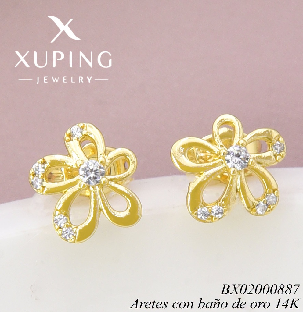 ARETES BAÑO DE ORO 14K FLOR X001329847 27AGOS(XP)