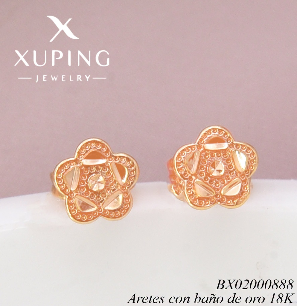 ARETES BAÑO DE ORO 18K. FLOR PQ.  (XL230926)