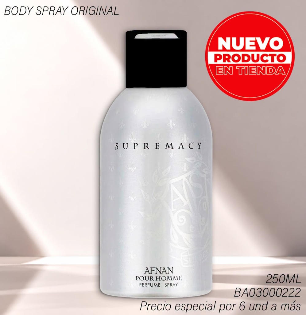 BODDY SPRAY AFNAN SUPREMACY SILVER DEO  250ML/8.45