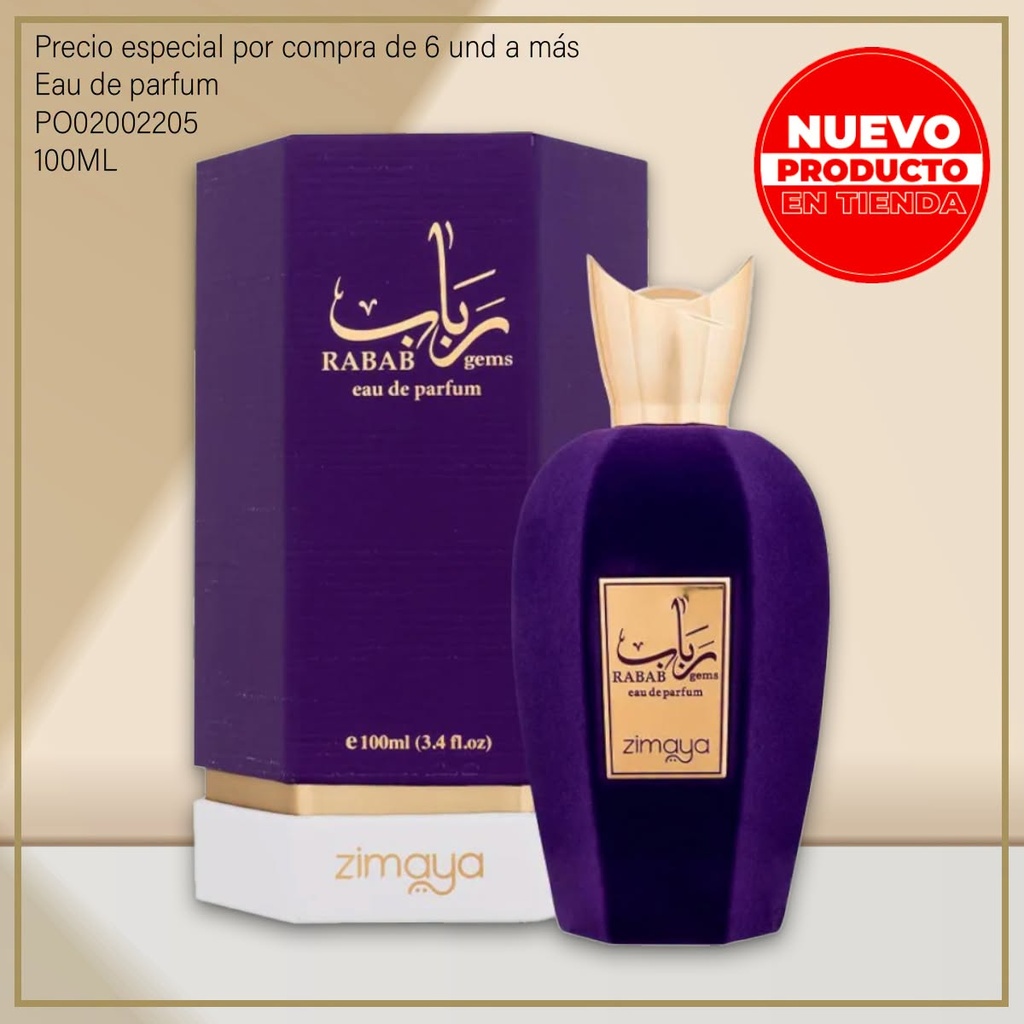 PERFUME ORIGINAL AFNAN ZIMAYA RABAB GEMS 100ML/3.4 EDP SPRAY (PURPLE)