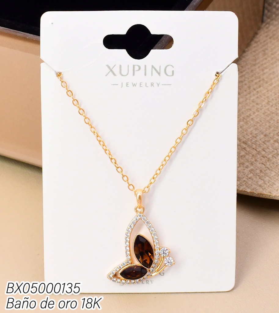 CADENA BAÑO DE ORO 18K. MARIPOSA VISTA LATERAL CAFE ZNMY-0011 (XL230926)