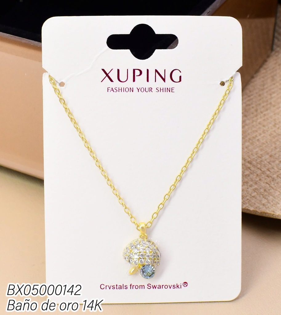 CADENA BAÑO DE ORO 14K. HONGO/ZIRC RD CELESTE ZSYX-0193P (XL230926)