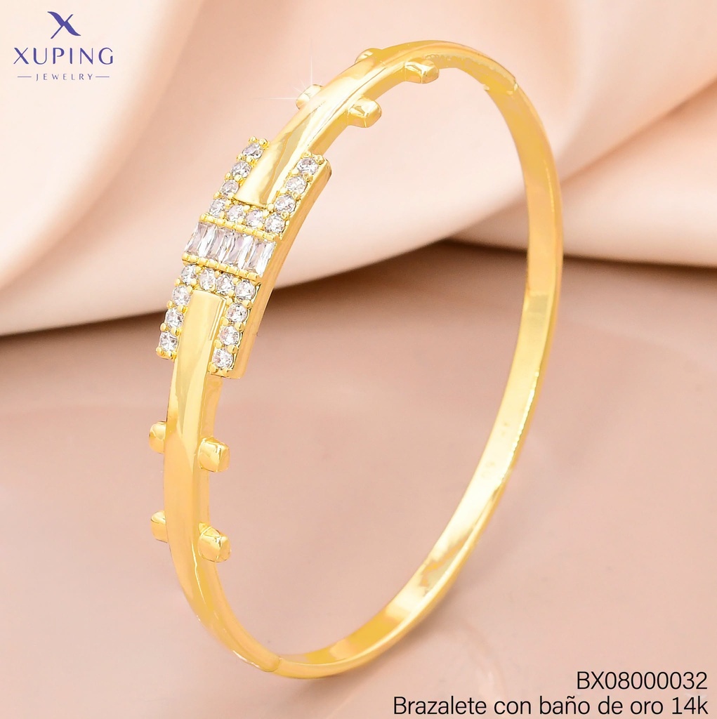 BRAZALETE BAÑO DE ORO 14K. "I" ZIRC. X001254077 27AGOS(XP)