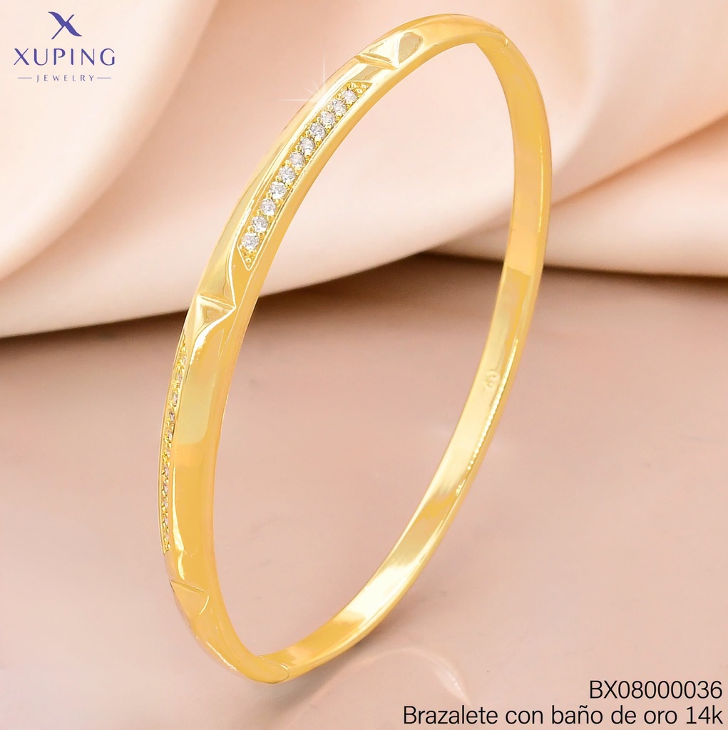 BRAZALETE BAÑO DE ORO 14K. LINEAS ZIRC. X000927289 27AGOS(XP)