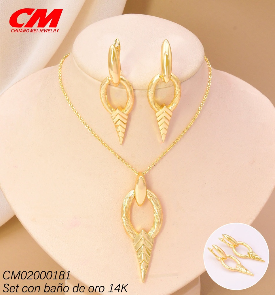 SET BAÑO DE ORO BAÑO DE ORO 14K. OV. /FLECHA SECCIONADA (27A)