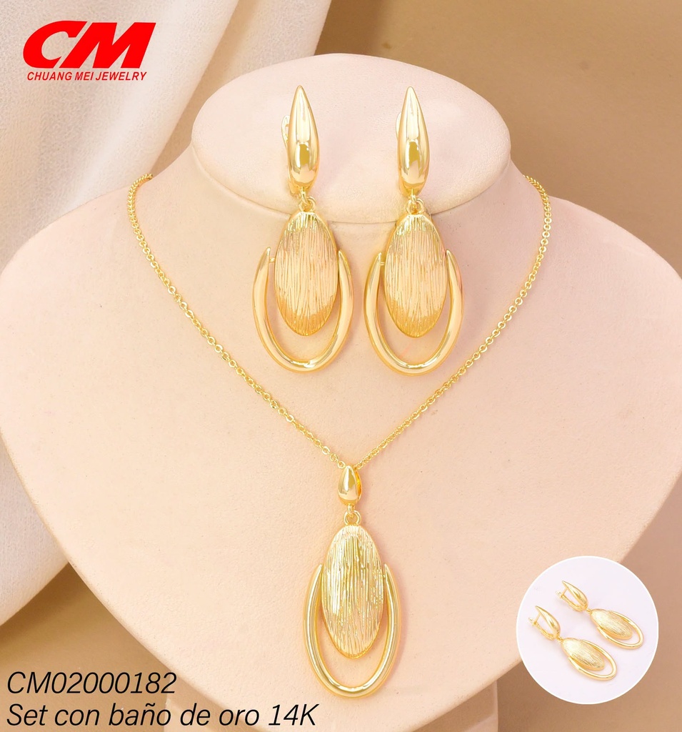 SET BAÑO DE ORO BAÑO DE ORO 14K. OV. LISOS/RAYADOS AT-01590001 (27A)