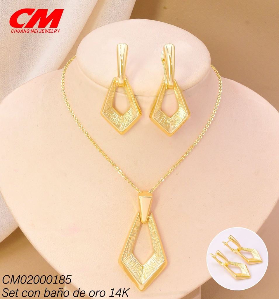 SET BAÑO DE ORO BAÑO DE ORO 14K. CROQUI ROMBO AT-01570001 (27A)