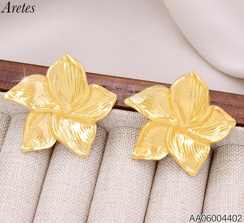 ARETES FLOR 5 PETALOS RAYADOS KE134174-SP (KS26)