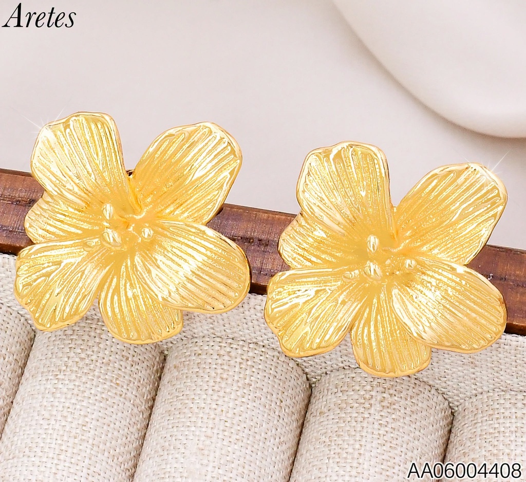 ARETES FLOR 5 PETALOS RAYADOS KE134633-SP (KS26)