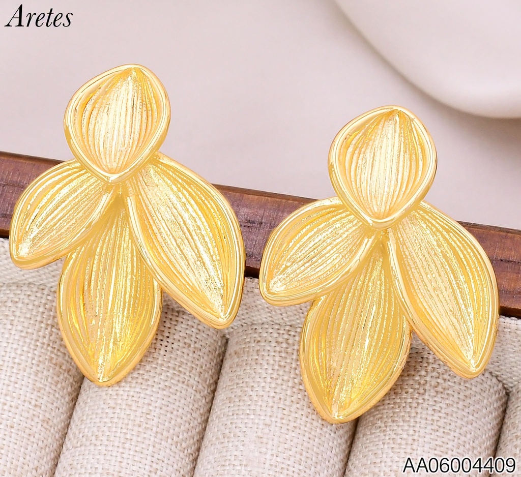 ARETES RACIMO 4 HOJAS RAYADAS KE134634-SP (KS26)