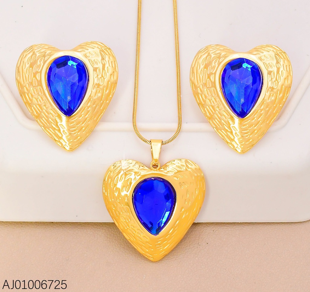 SET CORAZON GRAB. GOTA AZUL SA1377-143 (INV526)
