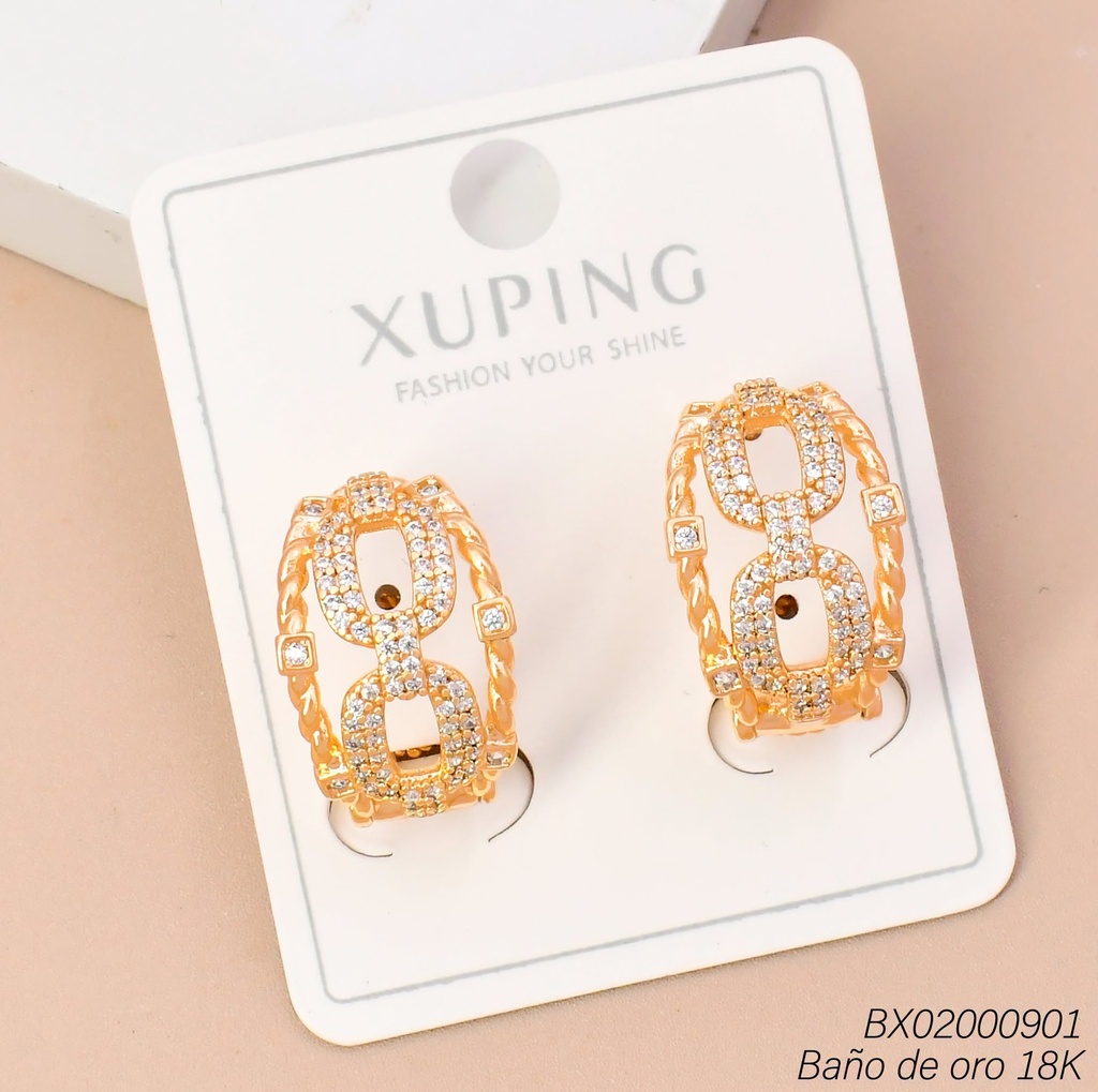 ARETES BAÑO DE ORO 18K. LINEAS TORNEADAS/CROQUI CD. ZIRC (XL230926)