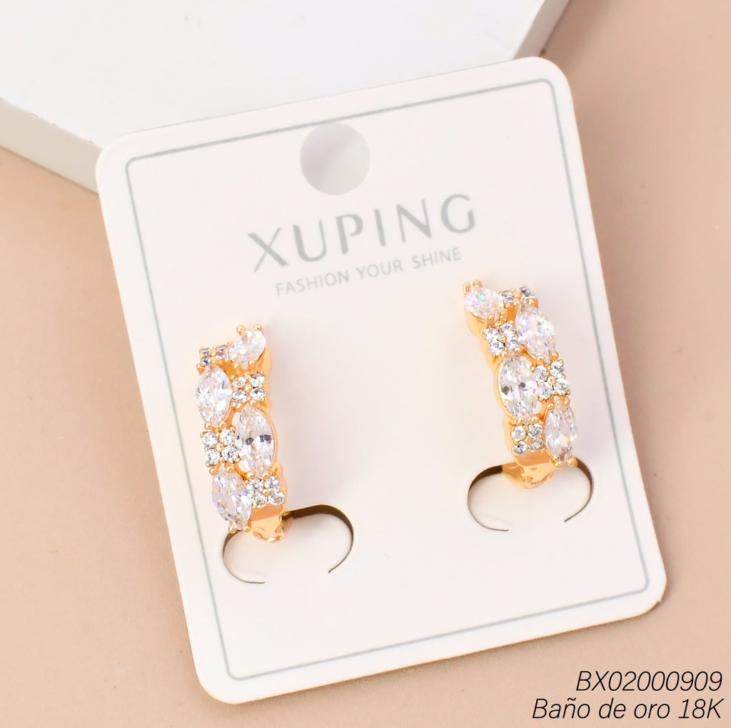 ARETES BAÑO DE ORO 18K. HUGGIES ZIRC RD/OV.
