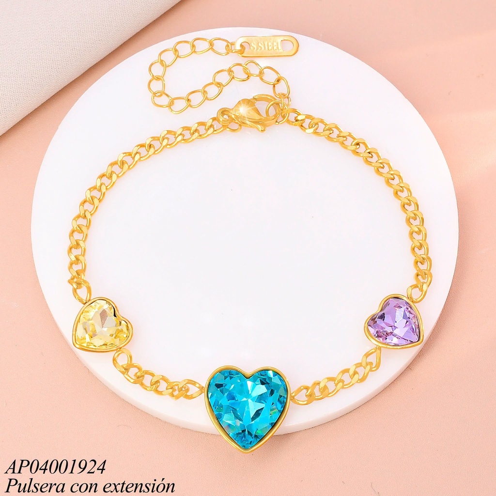 PULSERA 3 CORAZONES ZIRC.COL.KB216179-SP (KS26)