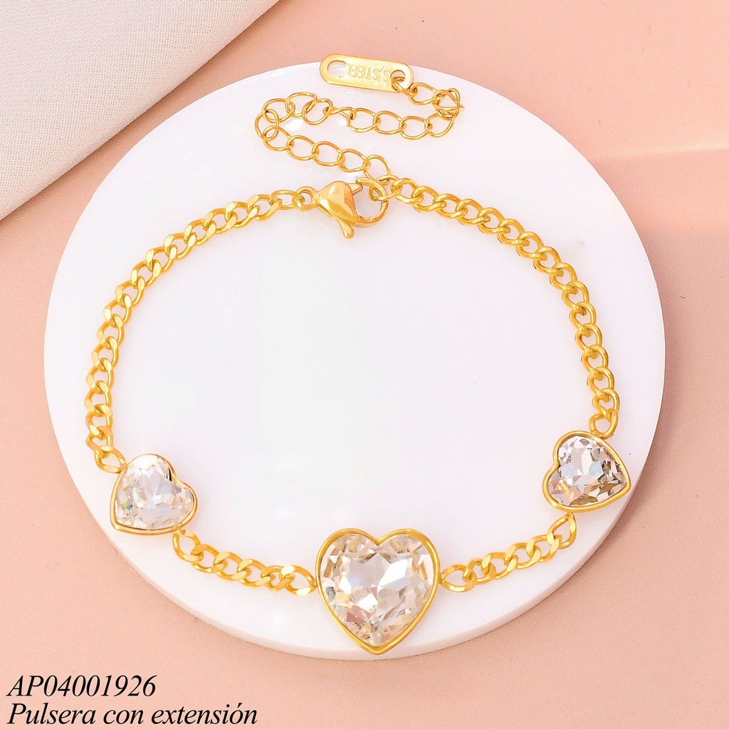 PULSERA 3 CORAZONES ZIRC..KB216181-SP (KS26)