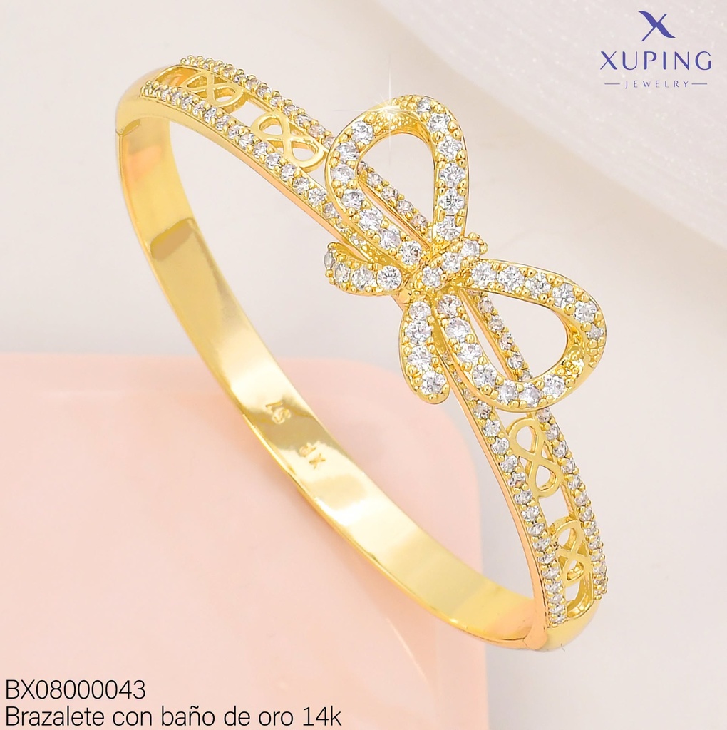 BRAZALETE BAÑO DE ORO 14K. LAZO ZIRC./INFINITOS X00743051 27AGOS(XP)