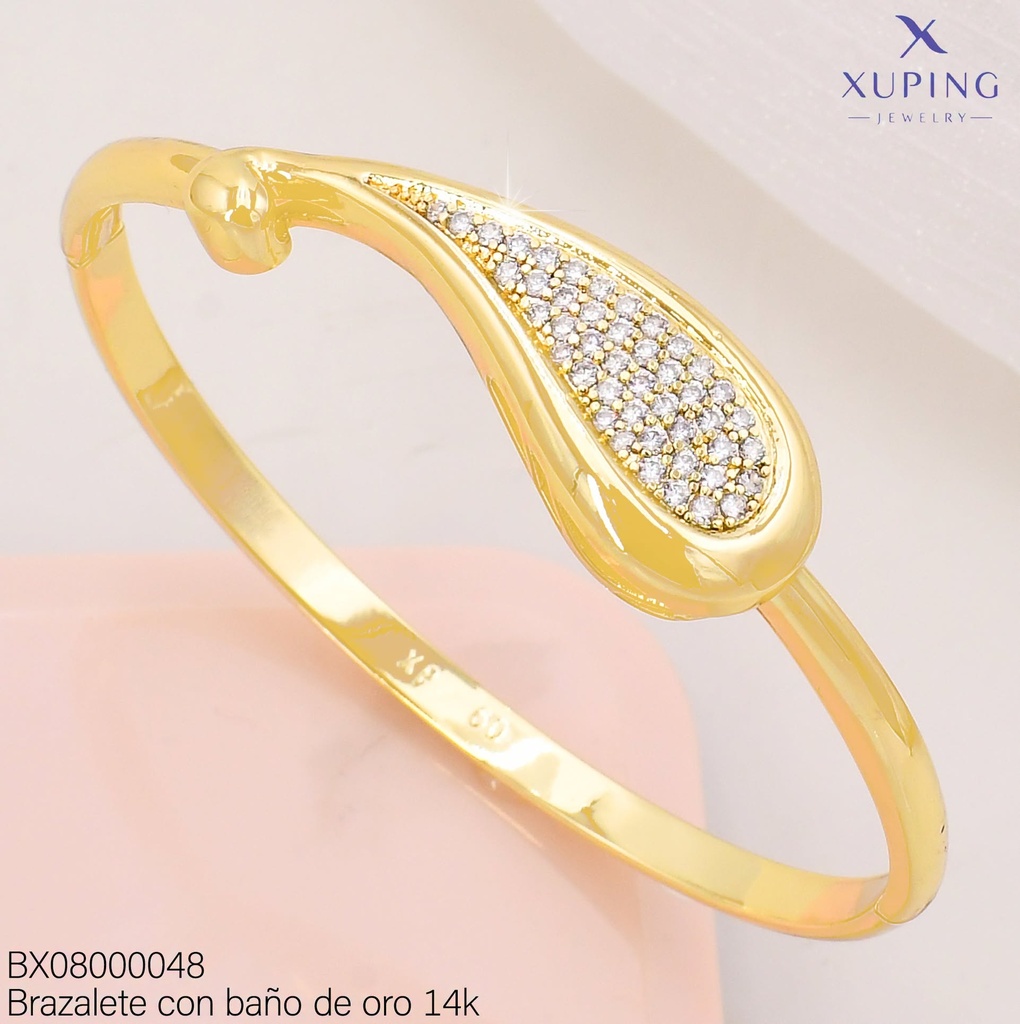 BRAZALETE BAÑO DE ORO 14K. GOTA HORIZONTAL ZIRC. X001245006 27AGOS(XP)