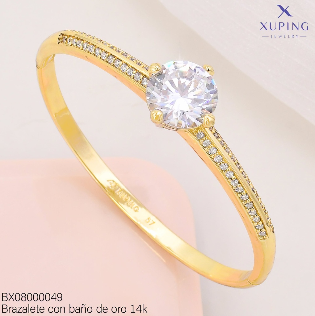 BRAZALETE BAÑO DE ORO 14K. LINEAS ZIRC. /ZIRC. RD CENTRO X001153816 27AGOS(XP)