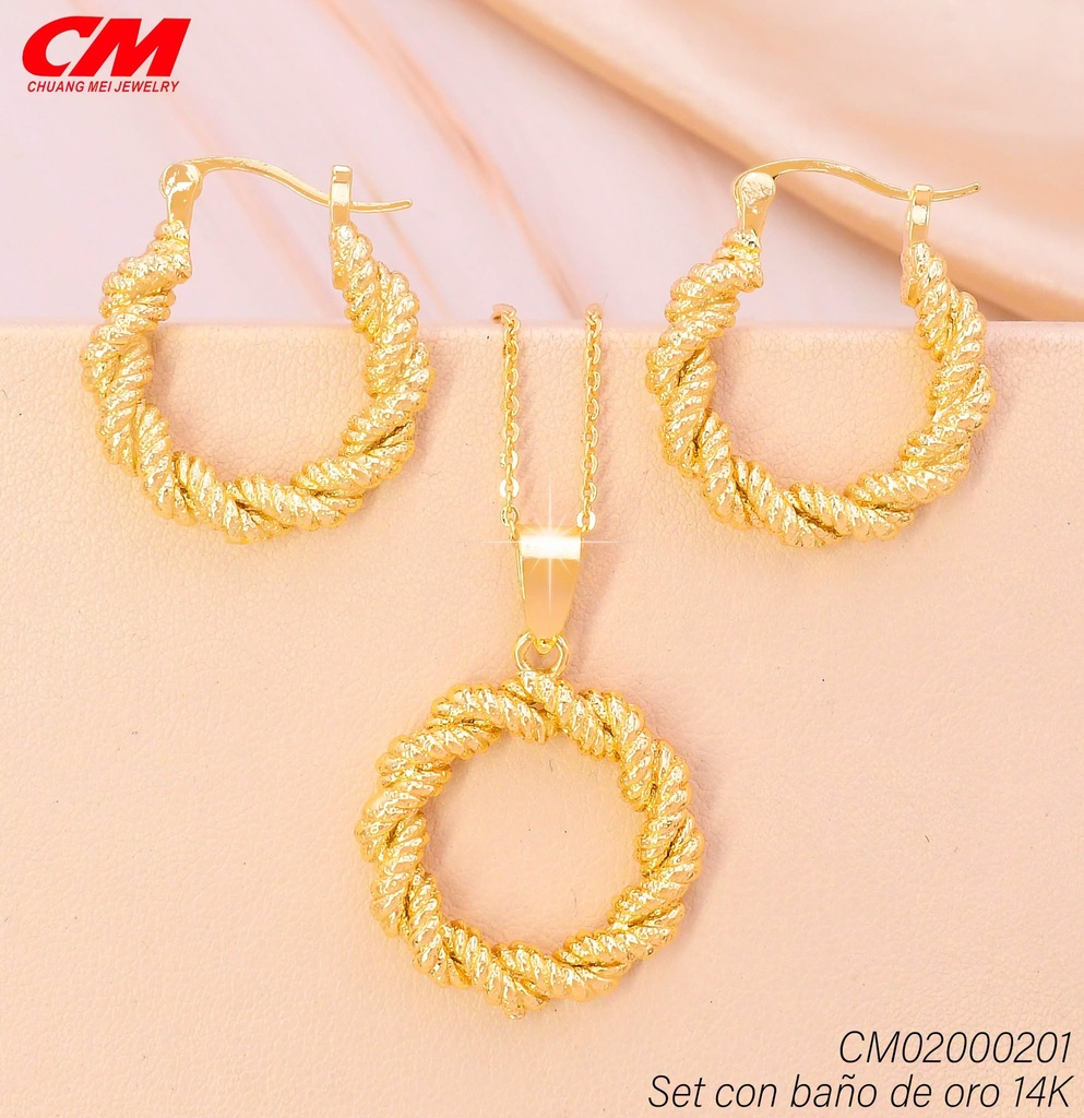 SET BAÑO DE ORO 14K. RD TORNEADO AT-01390001 (27A)