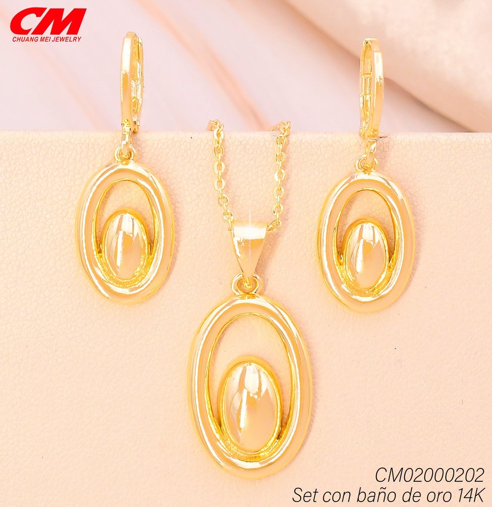 SET BAÑO DE ORO 14K. CROQUI OV./OV. DOR AT-0110001 (27A)