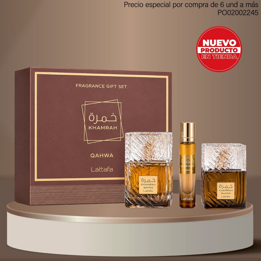 ESTUCHE PERFUMES KHAMRAH QAHWA LATTAFA 3PCS EDP