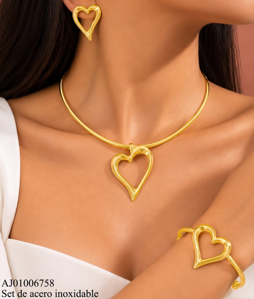 SET OMEGA RIGIDA/BRAZALETE/ARETES CROQUI CORAZON WH000267 (10C).