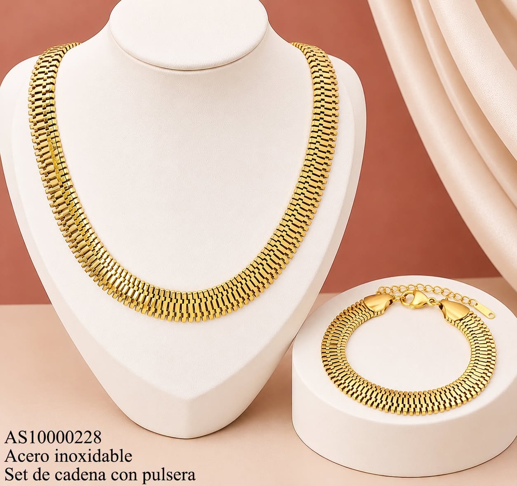 SET CADENA-PULSERA ESLAB. SERPIENTE PLANA WH260522-W174 (10C).