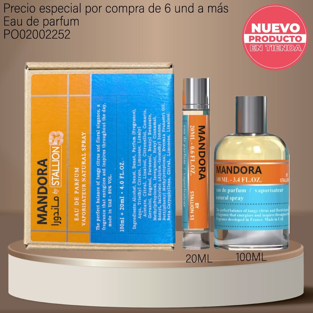 ESTUCHE PERFUMES 2PCS EMPER MANDORA BY STALLION 53 MEN 100ML+20ML EDP