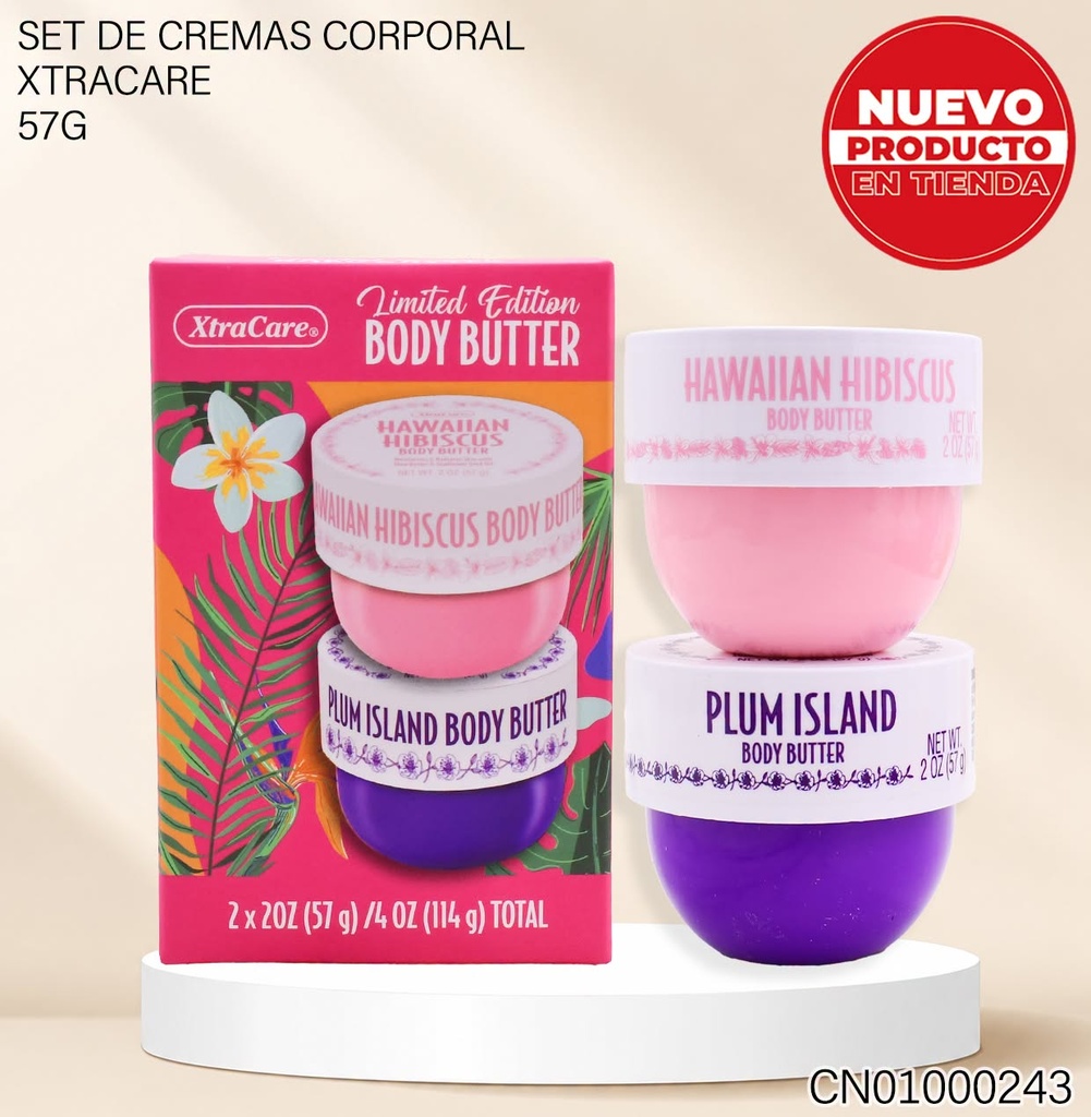 BODY BUTTER XTRACARE 57GR+57GR HAWAIIAN HIBISCUS/PLUM ISLAND 7034